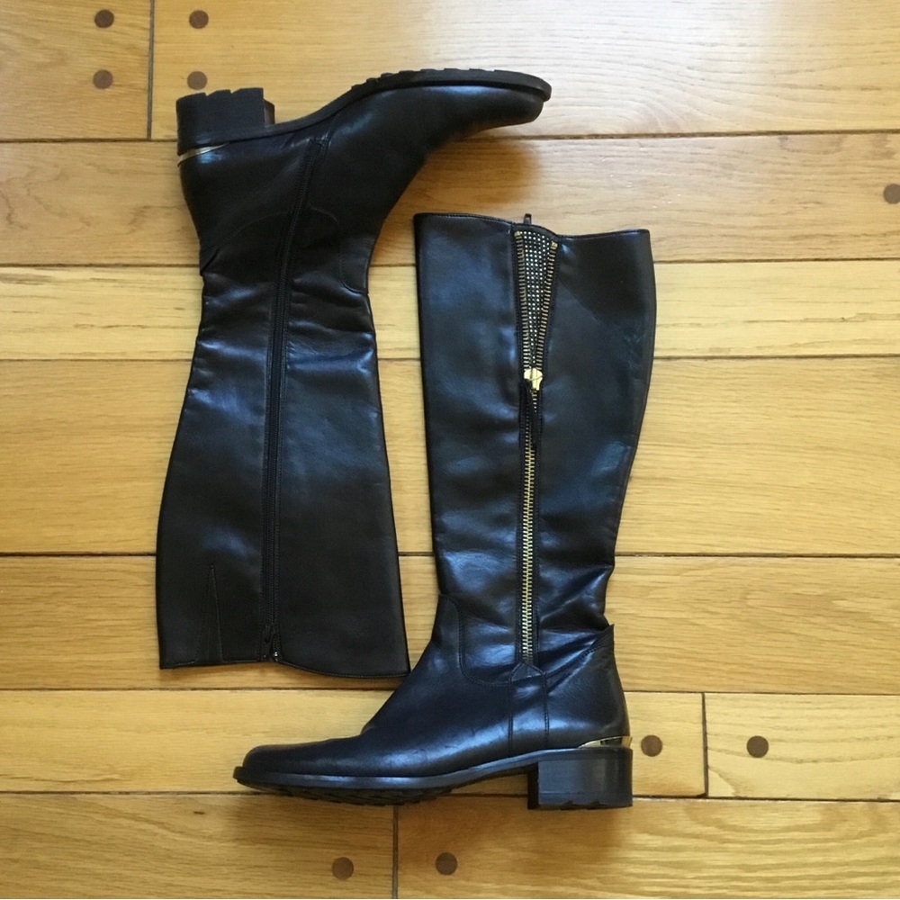 Paul Green Black Leather Tall Zipper Boots